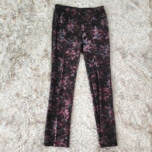 Soft Surroundings Twilight Pants Straight Leg‎ Metallic Pink Floral Women's 4